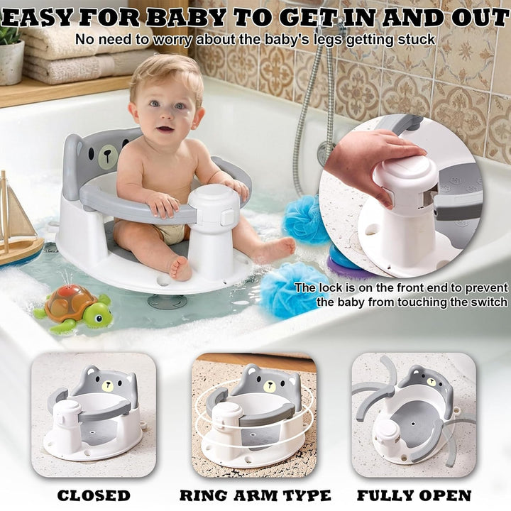 Baby Badewannensitz,Baby Badesitz ab 6 Monate,Bär Rutschfester Badesitz Baby mit 4 Saugnäpfen,360°Ru