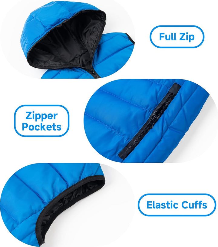 LAUSONS Kinder Warme Weste Jungen Steppweste Ärmellose Winterjacke Puffer Weste mit Kapuze Blau 170-