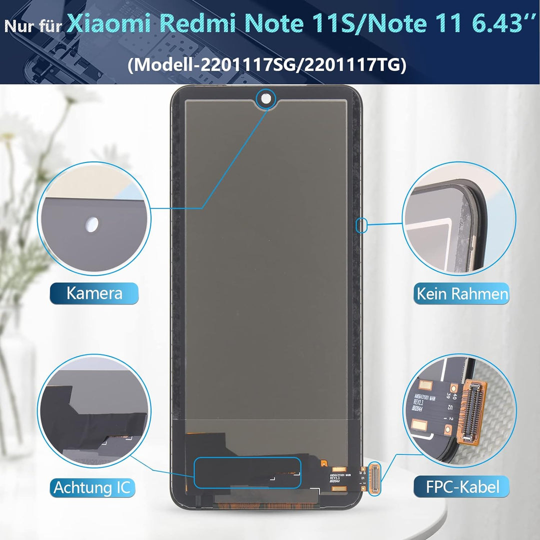 RongZy Ersatz Display Kompatibel für Xiaomi Redmi Note 11S /Redmi Note 11 2201117SG 2201117SI/220111