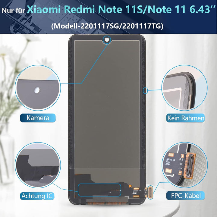 RongZy Ersatz Display Kompatibel für Xiaomi Redmi Note 11S /Redmi Note 11 2201117SG 2201117SI/220111