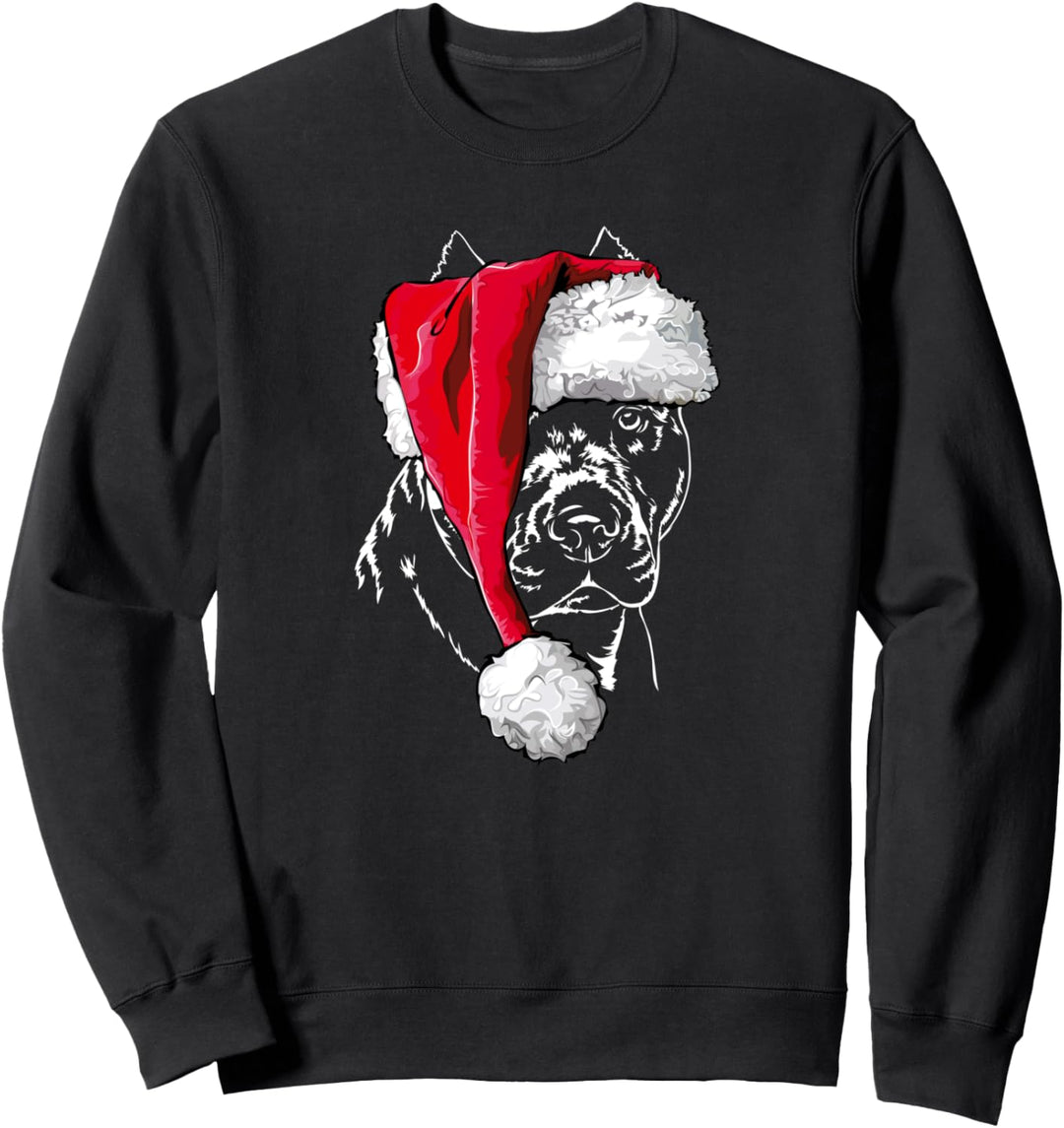 Lustiger American Pitbull Weihnachtsmann Weihnachten Hunde Sweatshirt