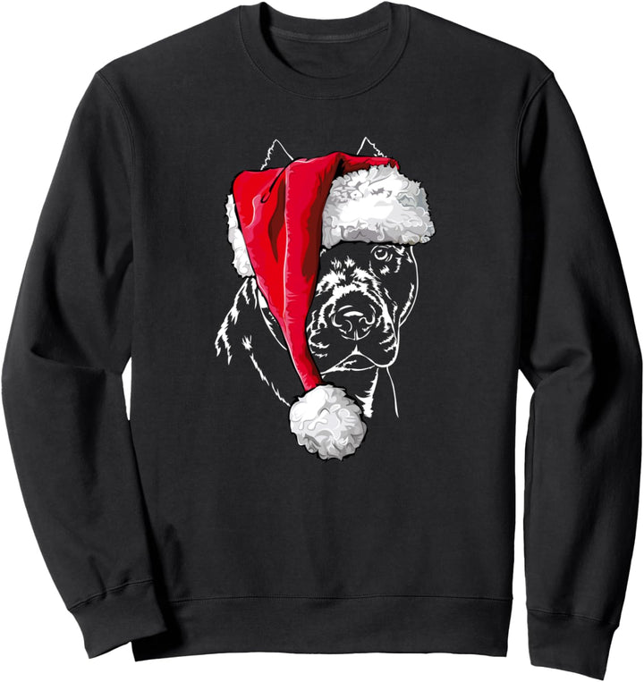 Lustiger American Pitbull Weihnachtsmann Weihnachten Hunde Sweatshirt