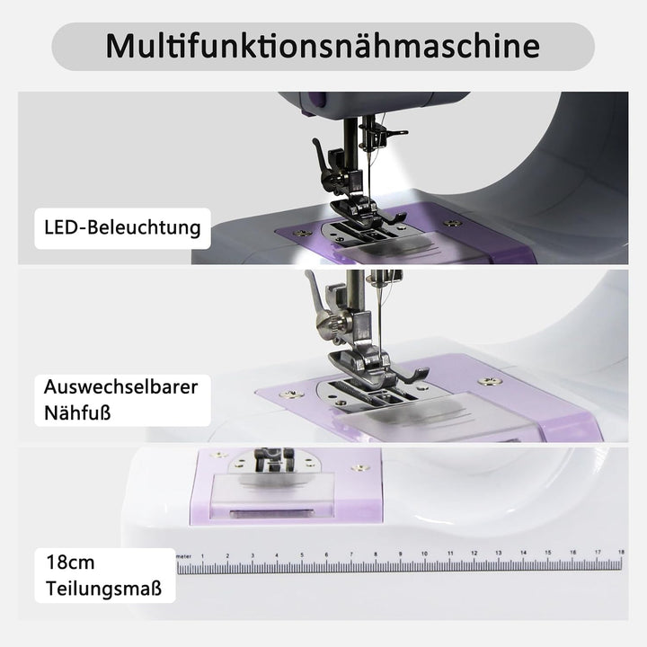 Nähmaschine für Anfänger, 12 Stichprogrammen Kinder Handnähmaschine, Kleine Sewing Machine Tragbare