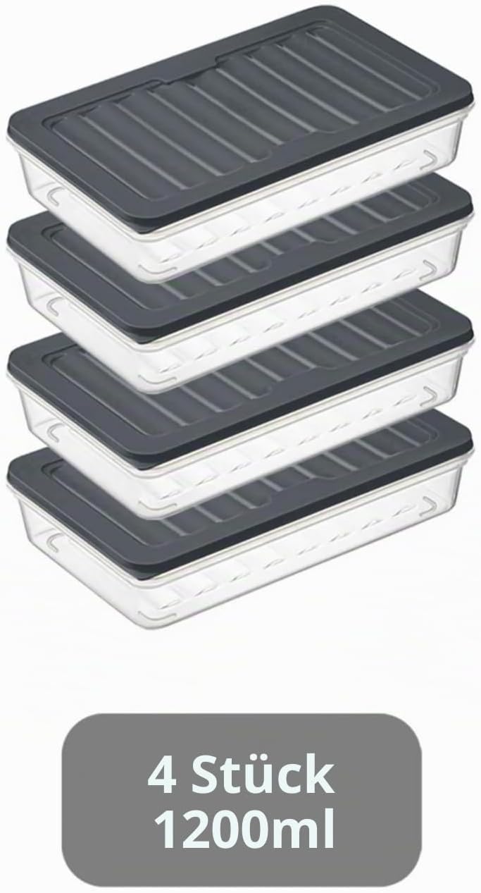 Stapelbare Frischhaltedosen, Vorratsdosen-Set, Gefrierfach &amp; Kühlschrank Organizer mit Deckel, Frost