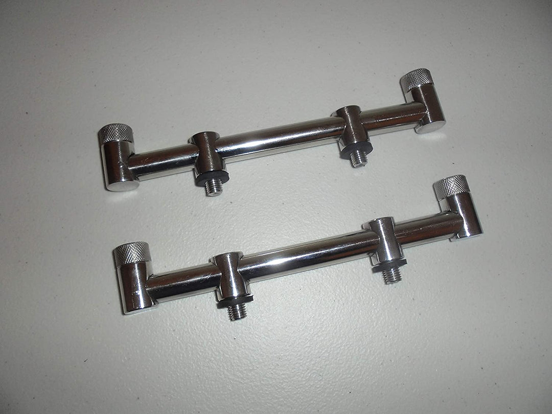 TMC 2 x 2 Ruten, Edelstahl, 20 cm, massiv, klobig, Standardgewinde, gerändelte Sicherungsmuttern