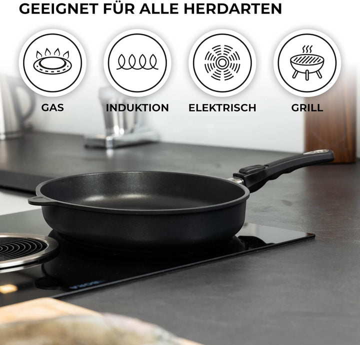 MaxxGoods Fischpfanne 41x27cm Aluguss mit Glasdeckel | Für Alle Herdarten auch Induktion | Pfanne &amp;