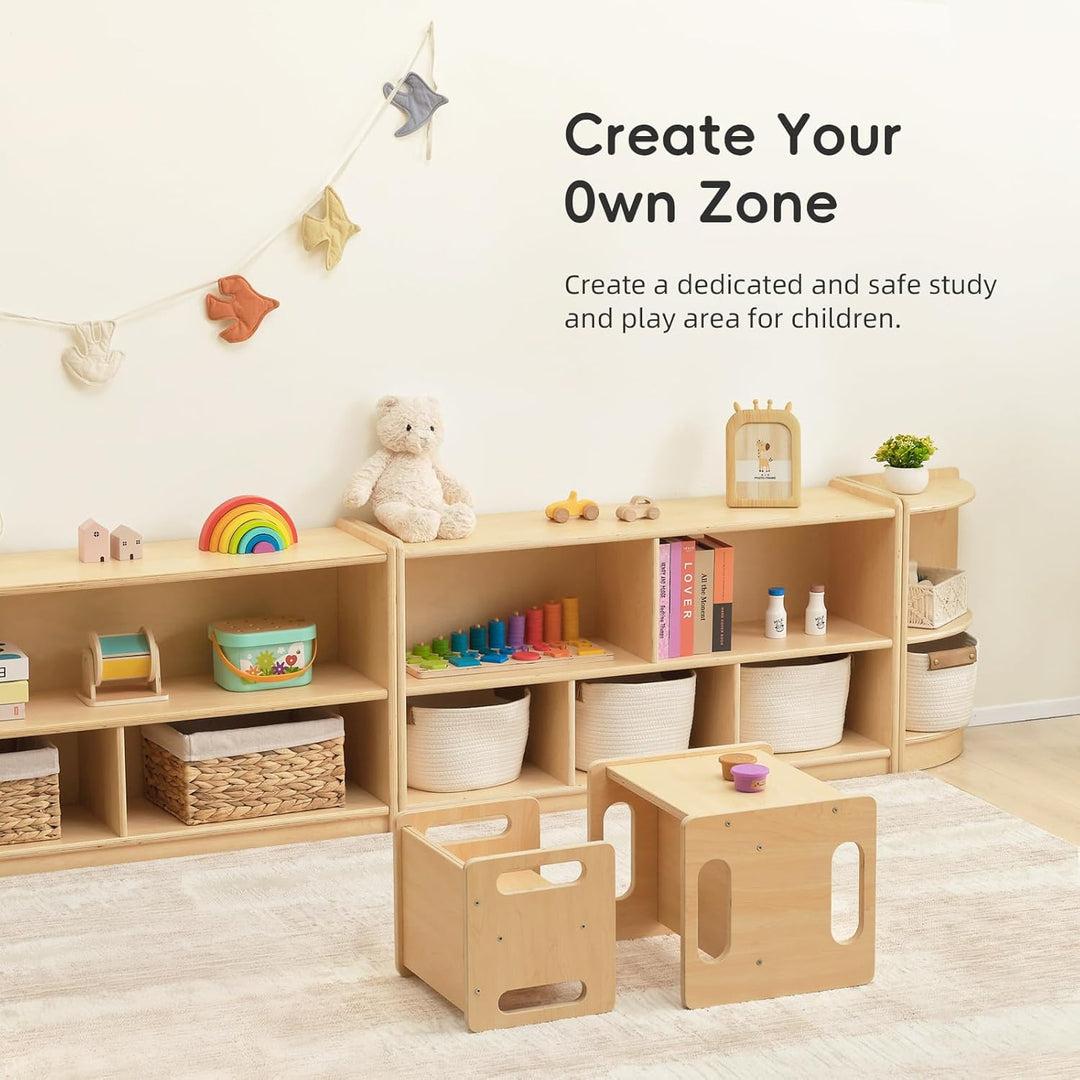 OOOK Bücherregal Montessori-Regal, Aufbewahrung mit 2 Etagen 5 Fächern, Kinder Spielzeugschrank Holz