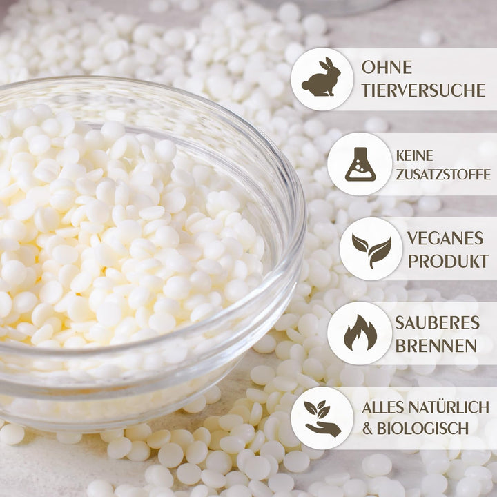 Sojawachs für Kerzen, Premium Kerzenwachs 1.8KG/5KG/10KG, kerzenwachs zum giessen, 100% Natürliches