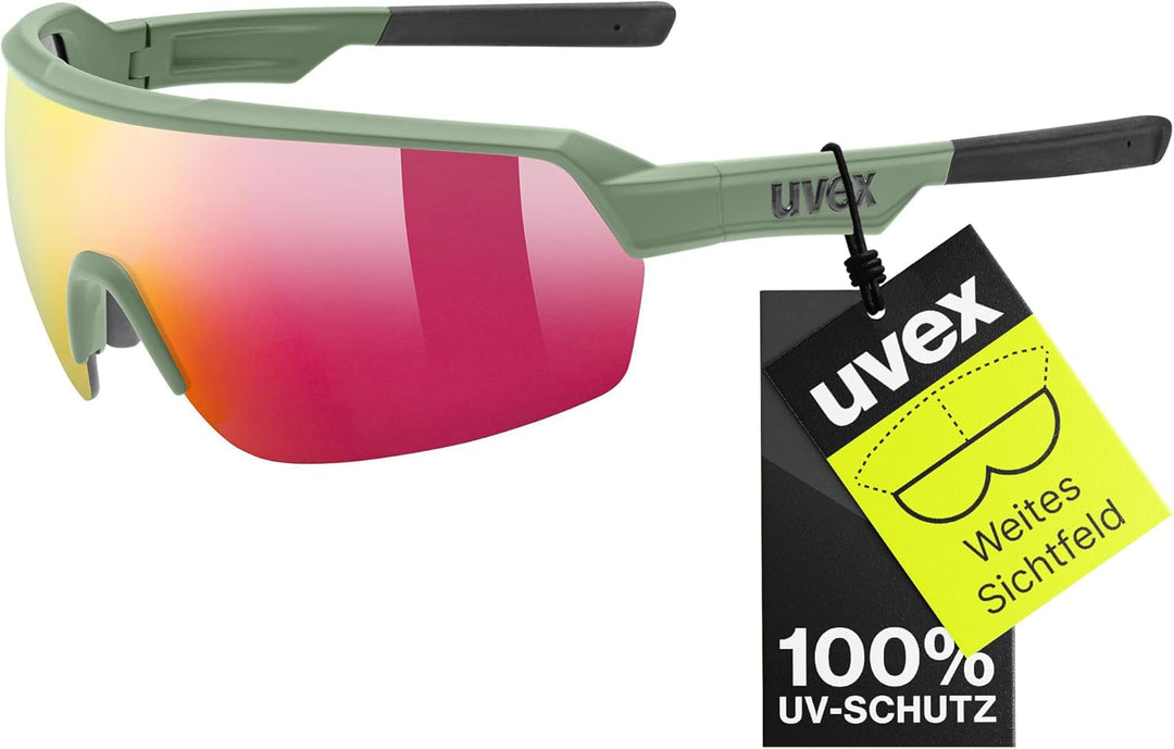 uvex Unisex Sportstyle 227 Sportbrille (1er Pack) Einheitsgrösse olive mat/mirror red, Einheitsgröss