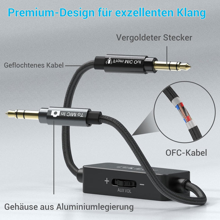 Cubilux 3,5 mm TRS Line Out zu Mikrofon In Attenuator Kabel, Line Level zu Mic Level Dämpfung mit Ro