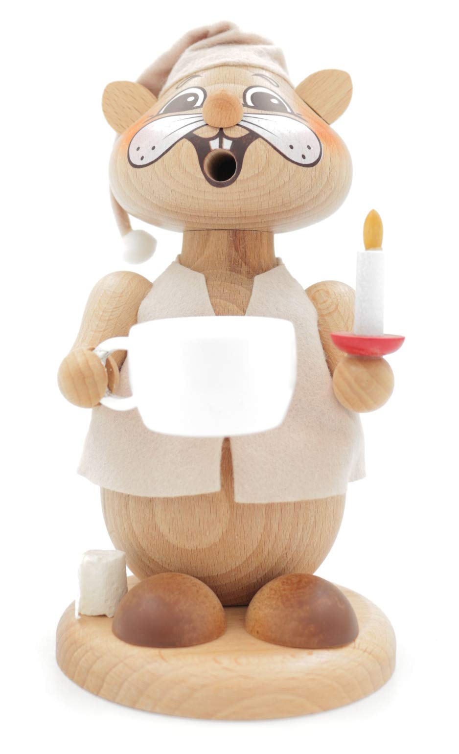 Kuhnert - Erzgebirgische Holzkunst Räuchermann Räucherfigur Hamster 19cm - Nachtwandler, Nachtwandle