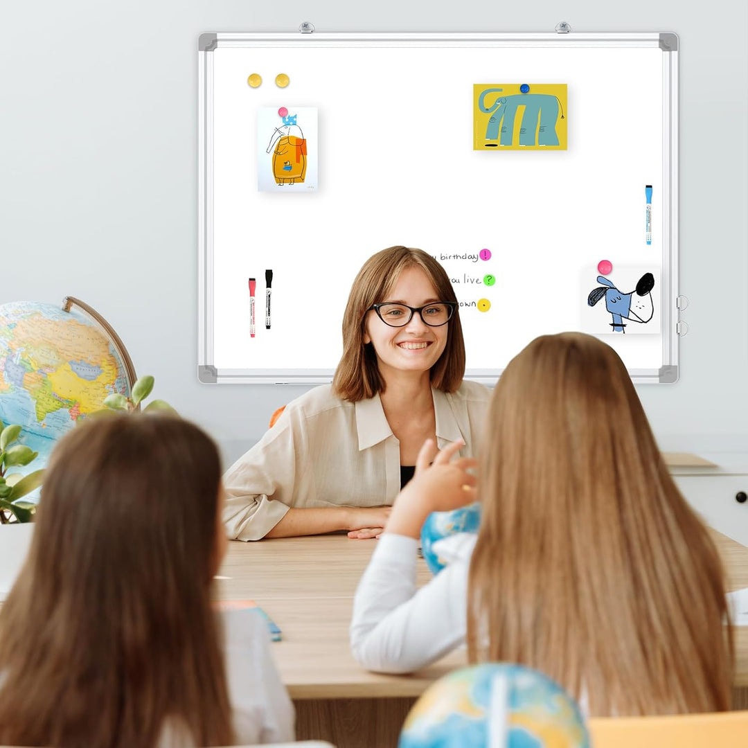 DOLLAR BOSS Magnetisches Whiteboard, 45X60CM Magnettafel Magnetpinnwand mit 2 Whiteboard Stifte, 8 M
