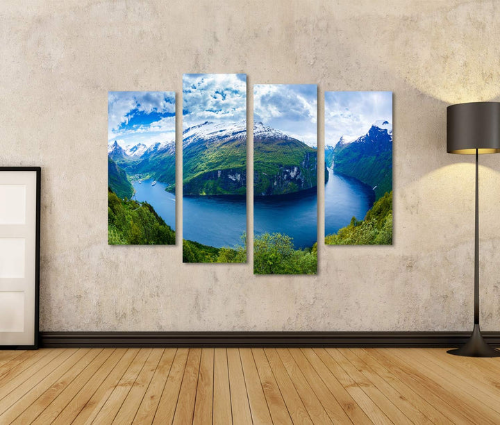 islandburner Prime Bild auf Leinwand Geiranger Fjord Schöne Natur Norwegen Bilder Wandbilder Poster