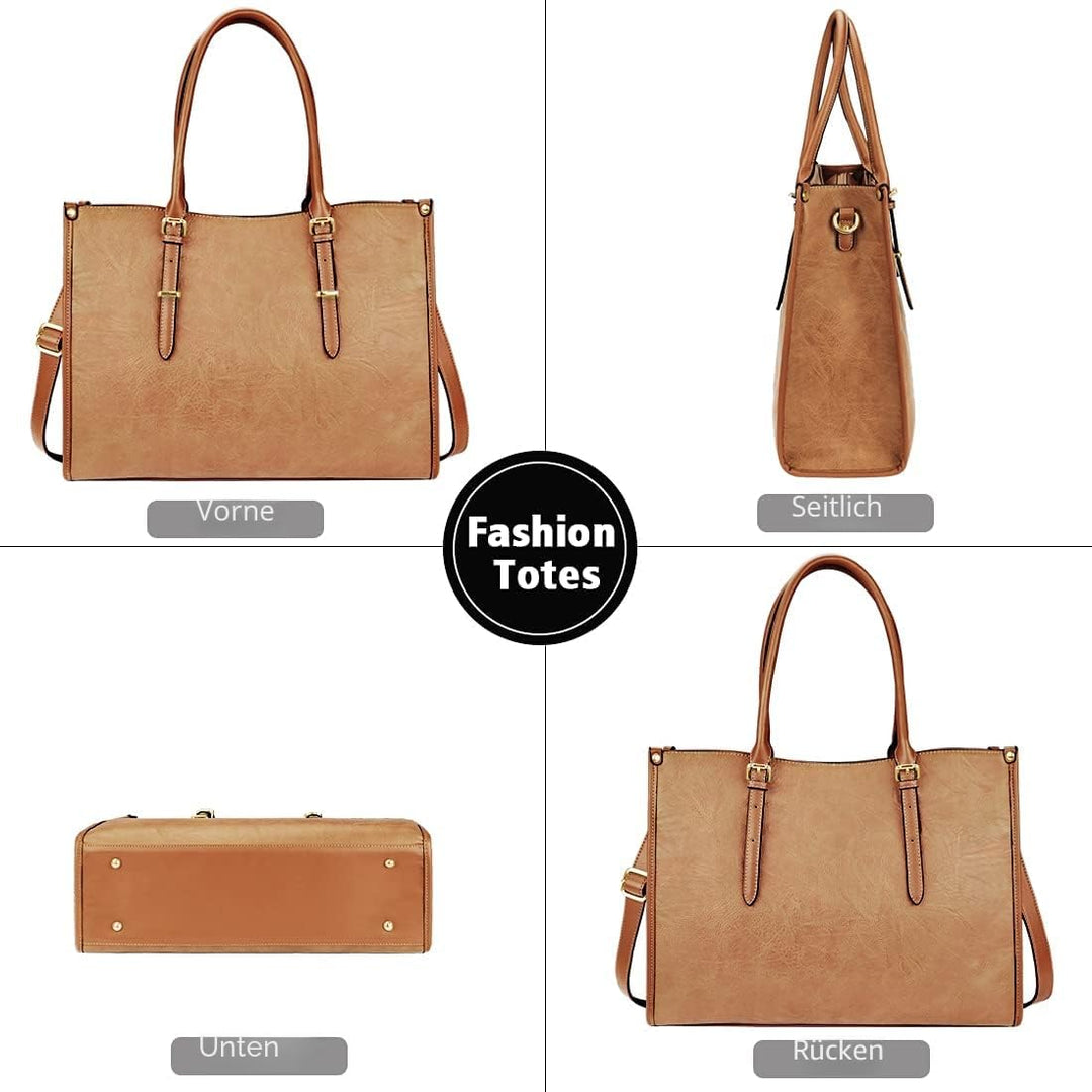 NUBILY Handtasche Damen Shopper Damen Gross Umhängetasche Laptoptasche 15.6 Zoll PU Leder Aktentasch
