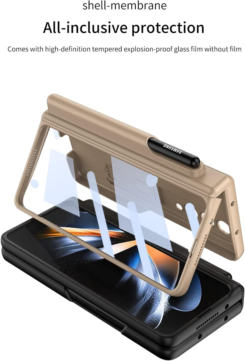 COQUE Samsung Galaxy Z Fold 4 Hülle mit Schutzfolie,Slim Pen Slot Magnetische All-Inclusive Handyhül