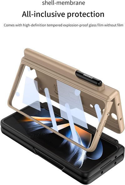 COQUE Samsung Galaxy Z Fold 4 Hülle mit Schutzfolie,Slim Pen Slot Magnetische All-Inclusive Handyhül