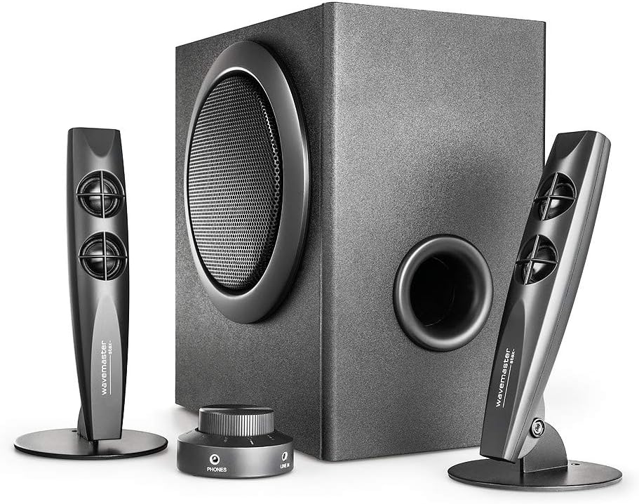 Wavemaster STAX 2.1 Lautsprecher System (46 Watt) Aktiv-Boxen für TV/Tablet/Smartphone/PC schwarz (6