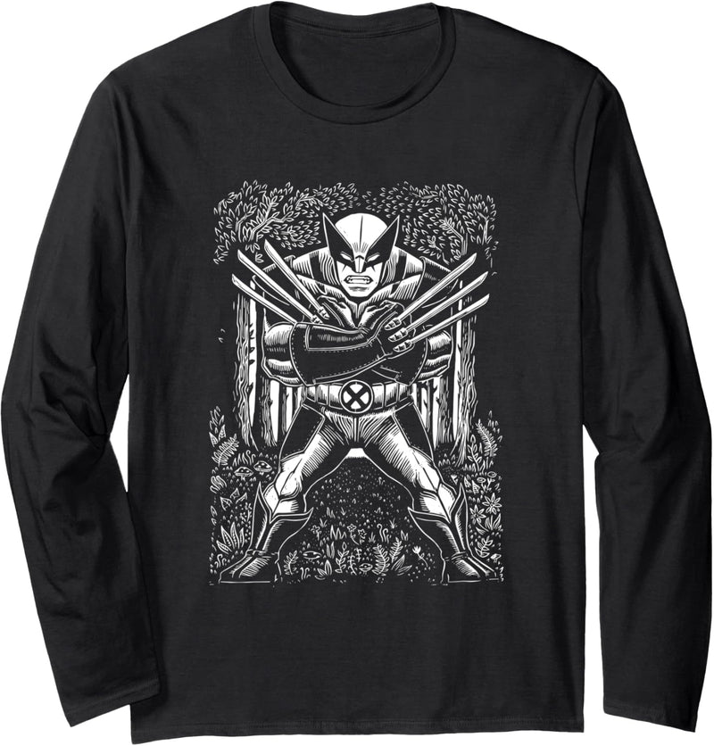 Marvel Wolverine Logan Linocut Black Langarmshirt