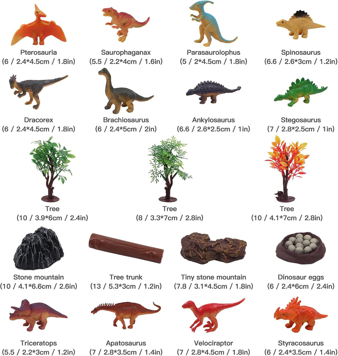 Dinosaurier Spielzeug Set mit Aktivitäts Spielmatte, Pädagogische Realistische Dinosaurier Figuren E