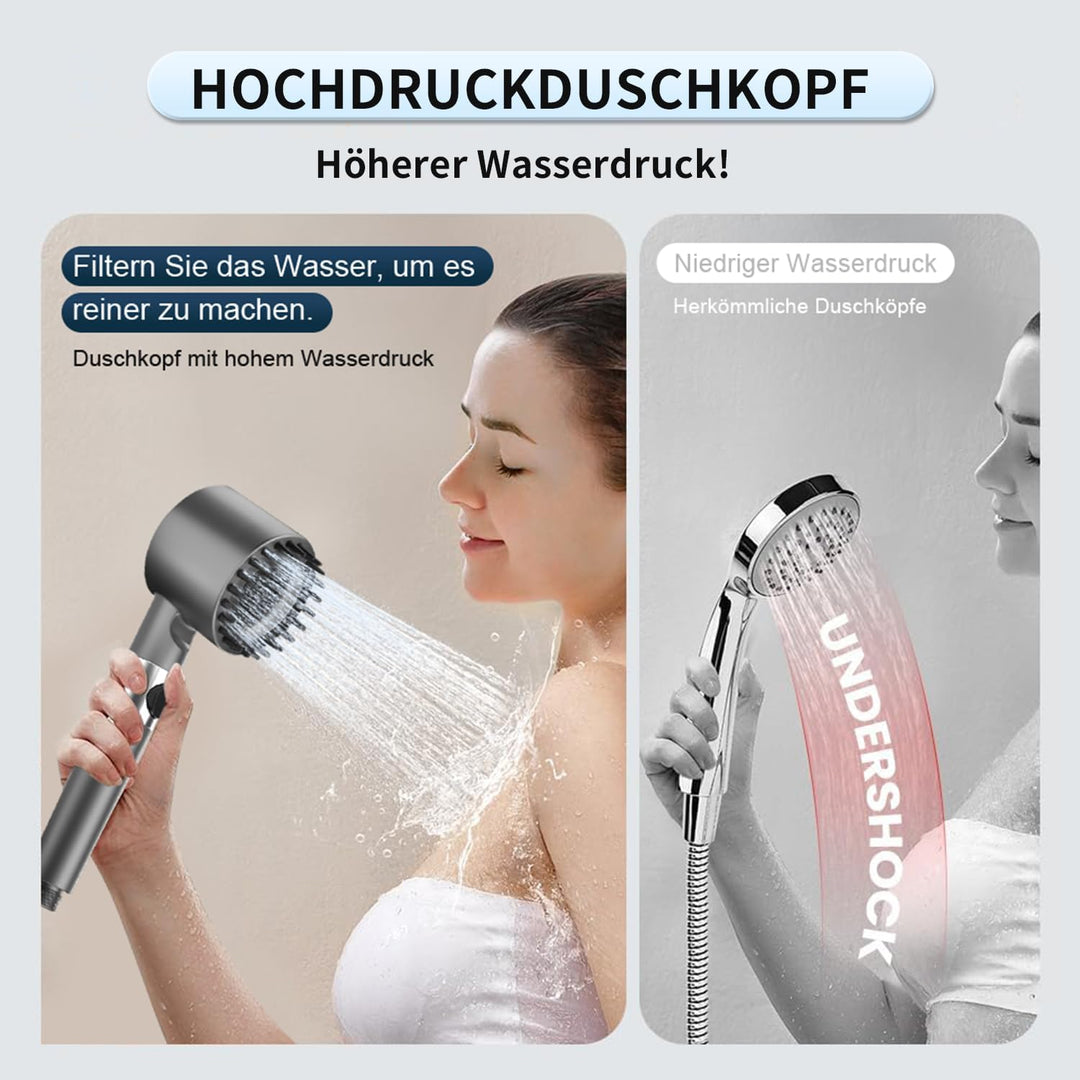 Duschkopf mit Schlauch,Duschbrause mit Filter,Handbrause mit Stoppfunktion,Hochdruck Handbrause mit