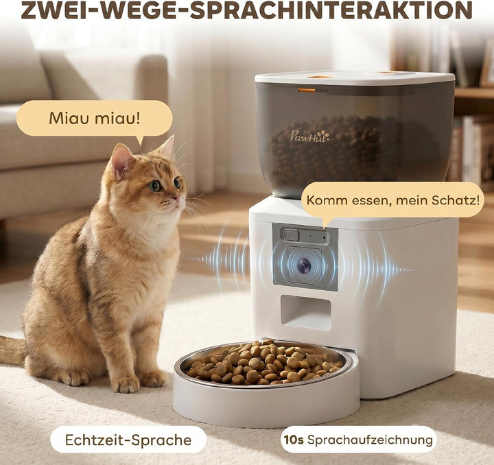 PawHut Futterautomat Katze 2,4G WiFi 4L mit Kamera für Katze und Hund | Katzenfutter Automat, App-St