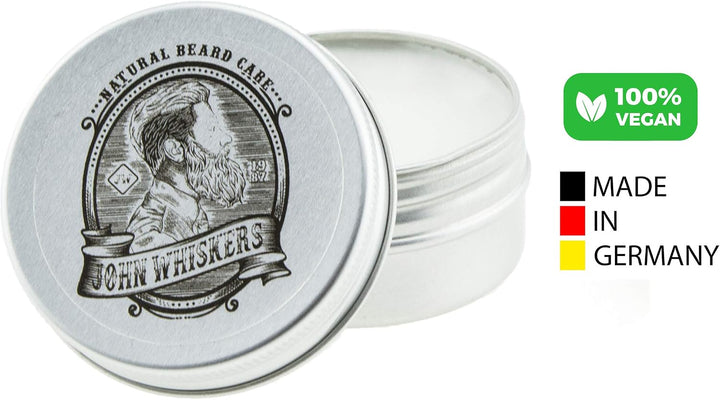 John Whiskers Bartwachs Made in Germany - natürliches &amp; veganes Bart Balsam - süsslich herber Duft -