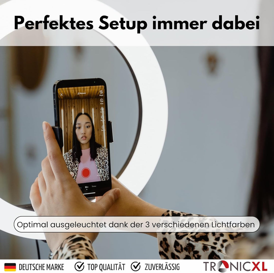 30-60cm Mini Tisch Stativ + XXL Ringlicht Ring Light mit Handyhalter Tripod Beauty Licht Kamerastati