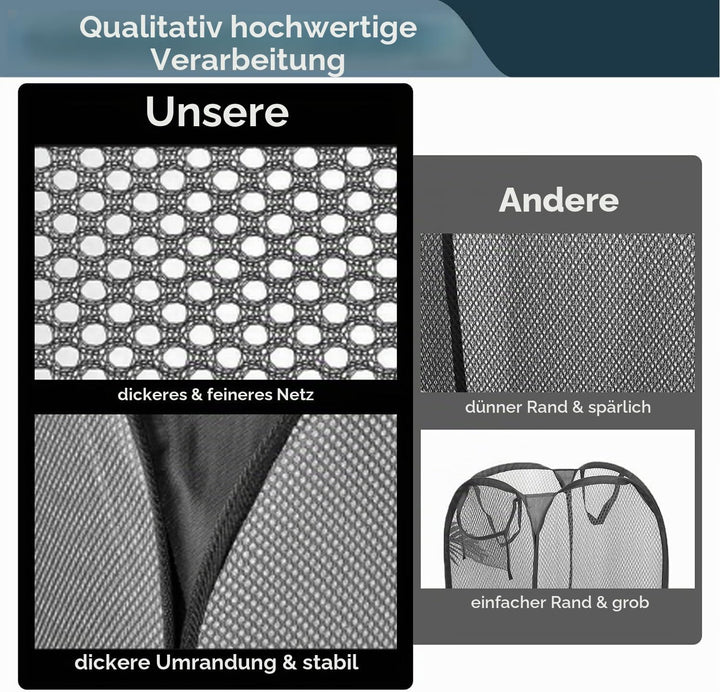 Wäschekörbe, faltbar, 36 x 36 x 58 cm, Pop-Up, Wäschekorb, faltbar, Pop-Up, aus Netzgewebe mit Griff