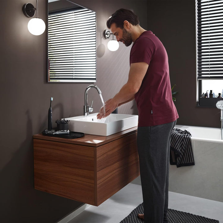 hansgrohe Talis S - Waschtischarmatur mit Zugstangen-Ablauf, 360° schwenkbar, Wasserhahn Bad mit Aus