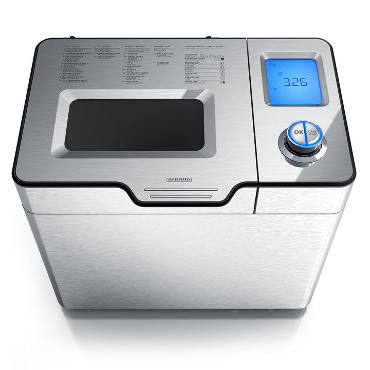 Arendo - Brotbackautomat inkl. automatisches Zutatenfach - Brotbackmaschine - 25 Programme - glutenf