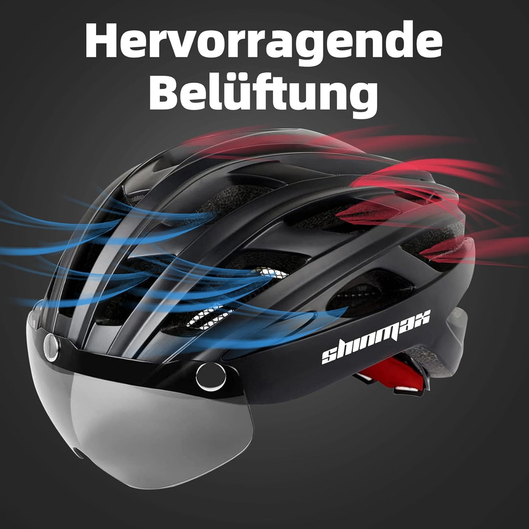 Shinmax Fahrradhelm Herren Damen Fahrradhelm mit Visier Magnetische Abnehmbarer Schutzbrille Fahrrad