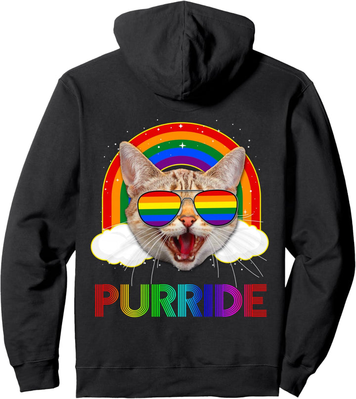 Cat Purride LGBT Rainbow Gay Lesbian Funny LGBT Pride Pullover Hoodie