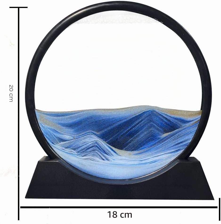 Aoderun Sandbilder Zum Drehen 3d Sanduhr Büro Deko Sand Rundes Glas Fliessender Sand Rahmen Beweglic