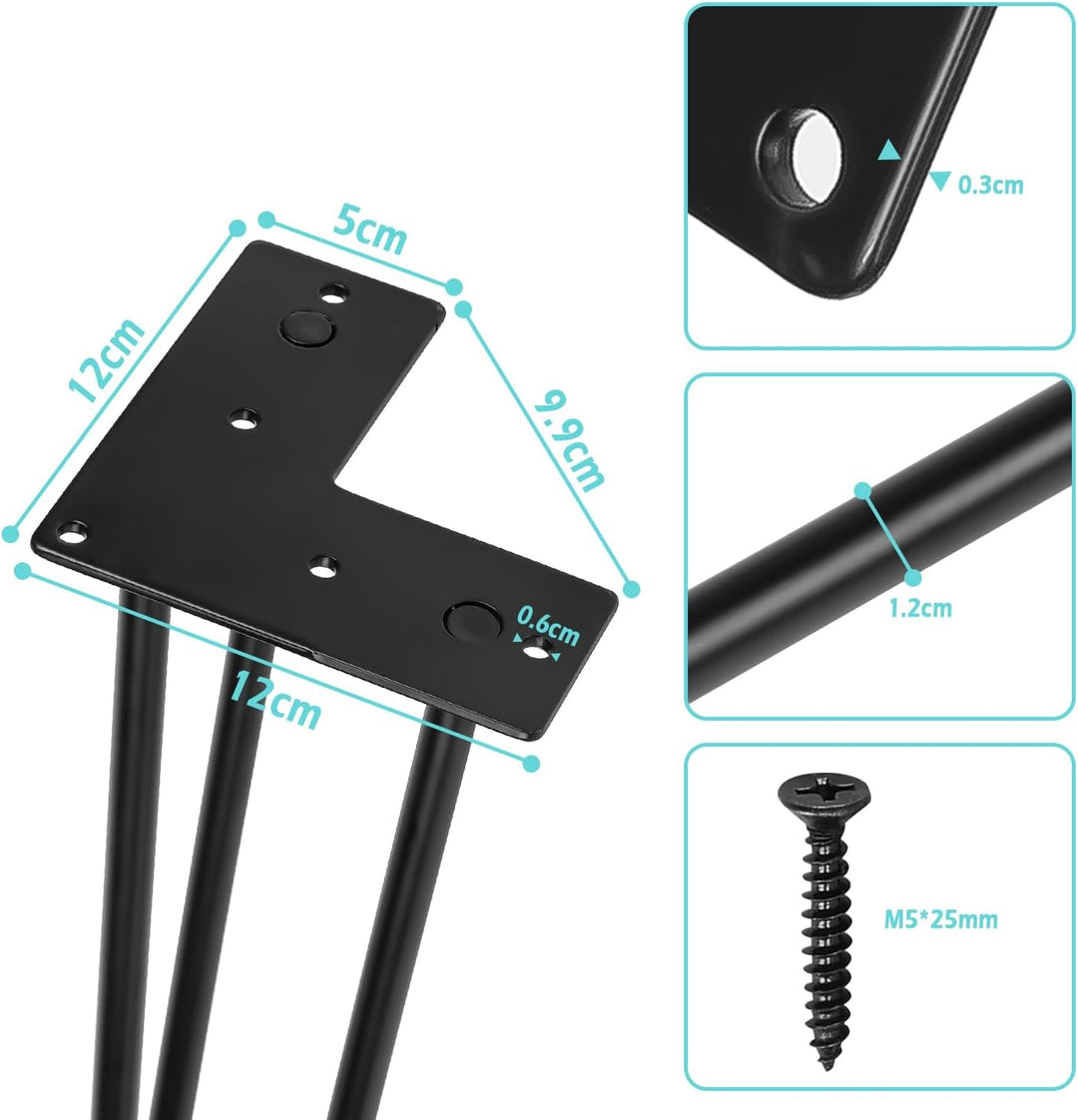 Jopassy 4er Set Haarnadel Tischbein Hairpin Legs, DIY Tischbeine mit Bodenschoner und Schrauben, Sch