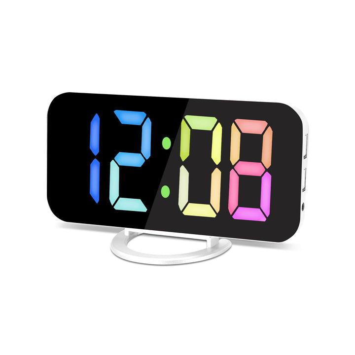 SZELAM Digitaler Wecker, Wecker am Bett, 7 Zoll LED-Spiegelwecker, mit 2 USB-Ladeanschlüssen, Snooze