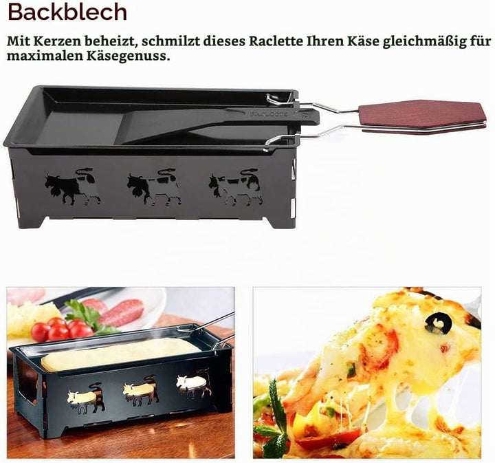 MAGT Mini Raclette Grill, Antihaft-Käse Raclette Rotaster Ofen Mit Klappbarem Holzgriff, Tischgrill