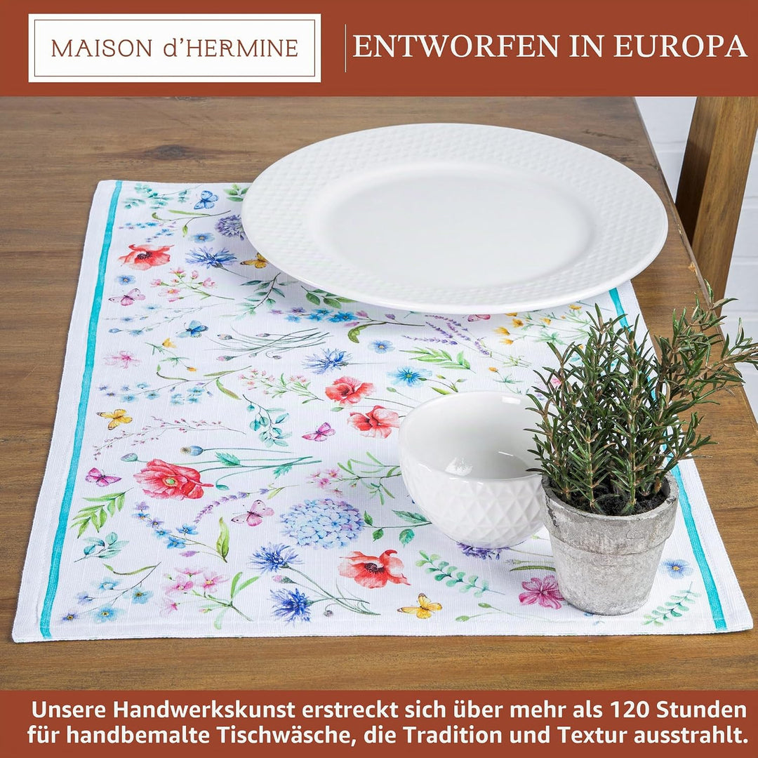 Maison d'Hermine Stoff-Tischsets, 100% Baumwolle, 4er-Set, 33 cm x 48 cm, dekorative, waschbare Tisc