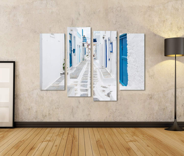 islandburner Bild auf Leinwand Mykonos Strassenansicht Griechenland Bilder Wandbilder Poster Leinwan