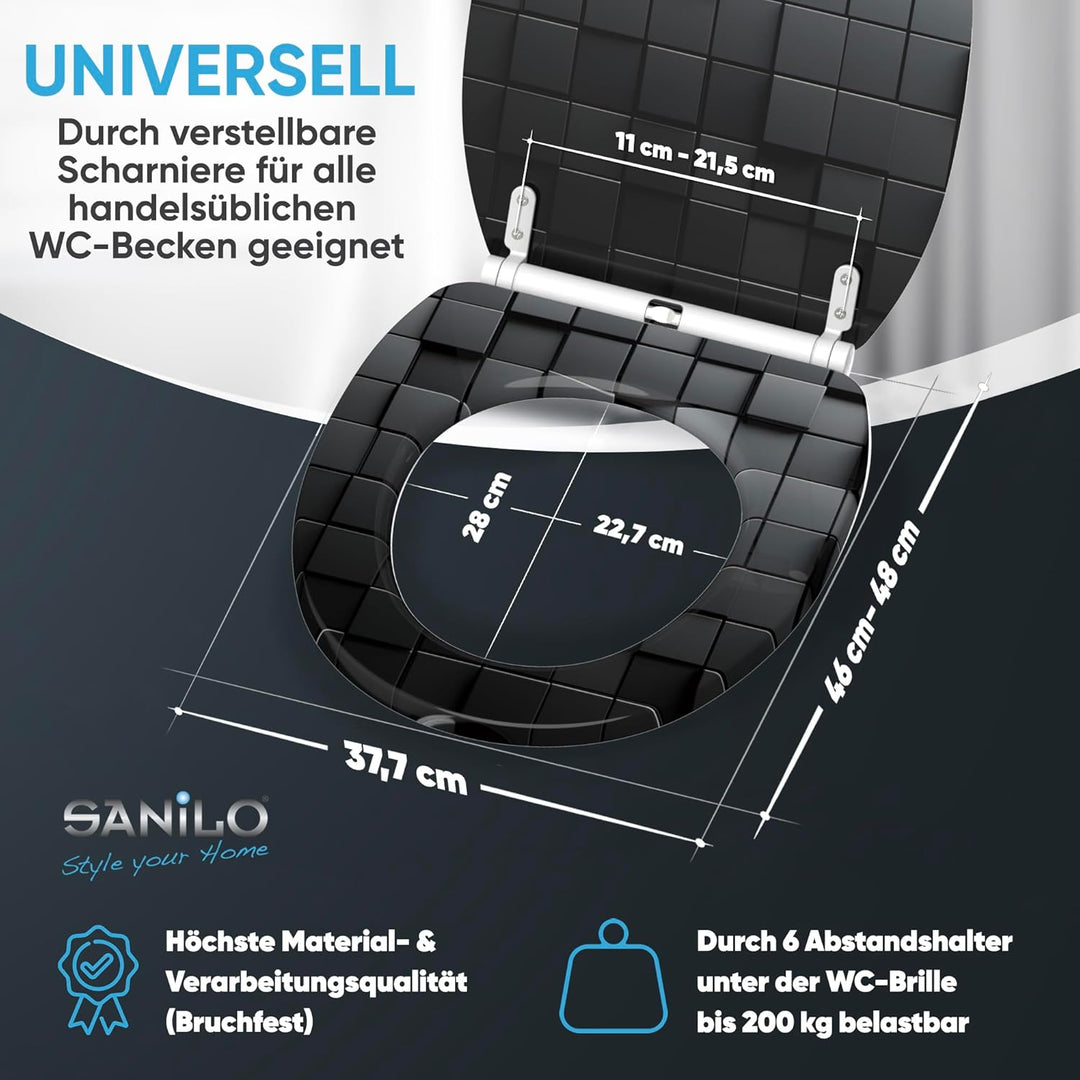 Sanilo WC Sitz mit Absenkautomatik & Schnellverschluss, Toilettendeckel per Knopfdruck abnehmbar, ei