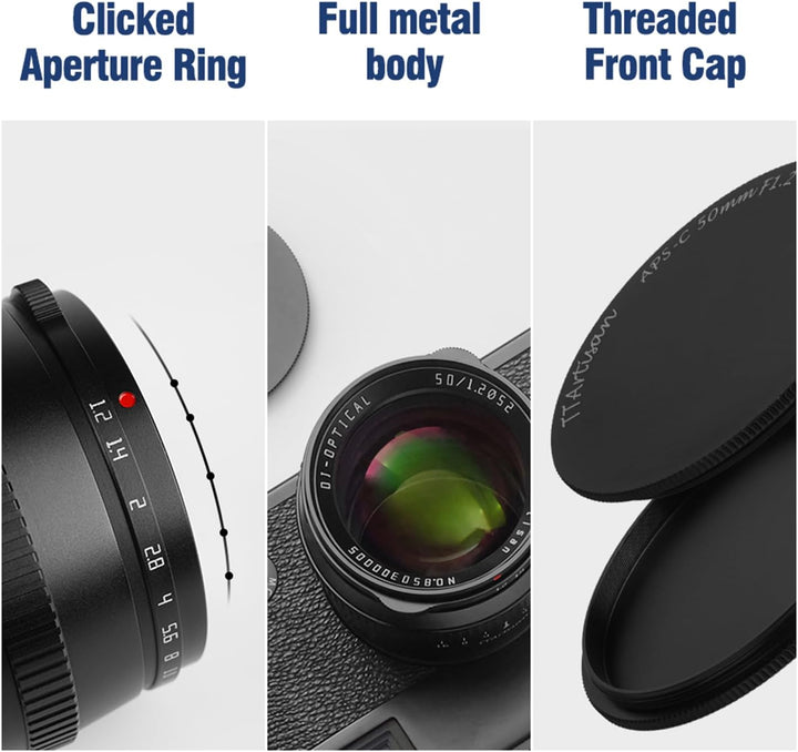 TTARTISAN 50 mm f1.2 APS-C Manueller Fokus Prime Objektiv für E-Mount