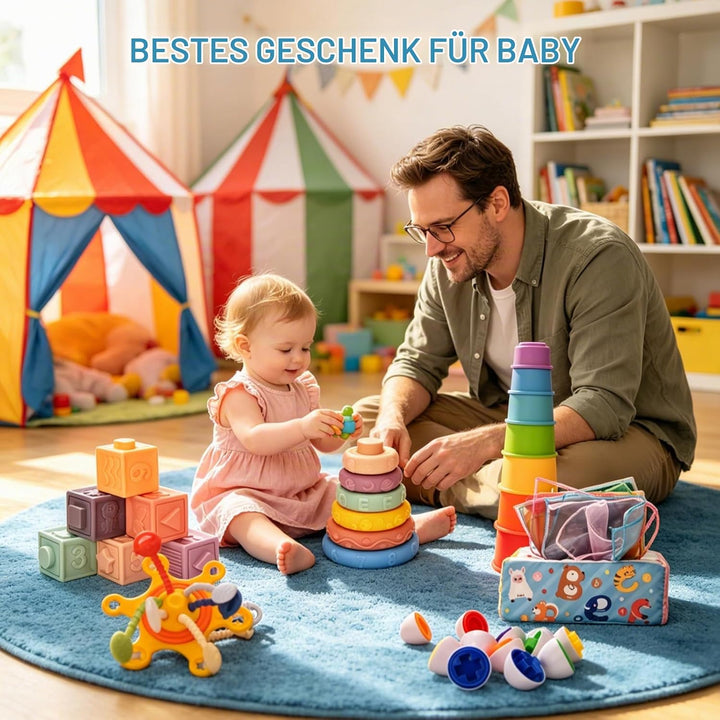 Montessori Baby Spielzeug für Monate,6 in 1 Motorikspielzeug ab Monate,Entwicklung der Sensorisches
