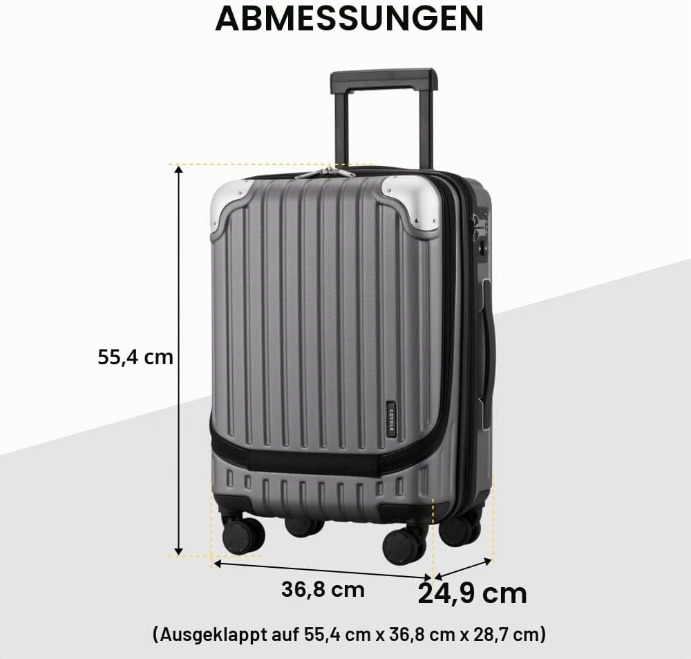 LEVEL8 Koffer Trolleys Leicht ABS+ PC Handgepäck Hartschalen-Koffer Trolley Rollkoffer Reisekoffer E