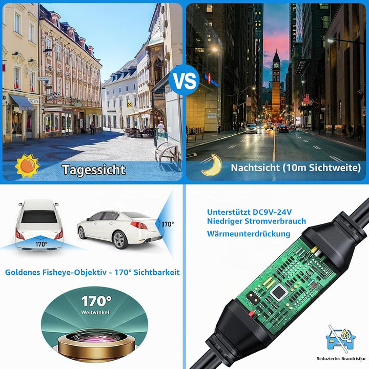HD Rückfahrkamera, AHD/CVBS 720P Rückfahrkamera Auto, 360° Einstellbare Universal Rück fahrkamera, M