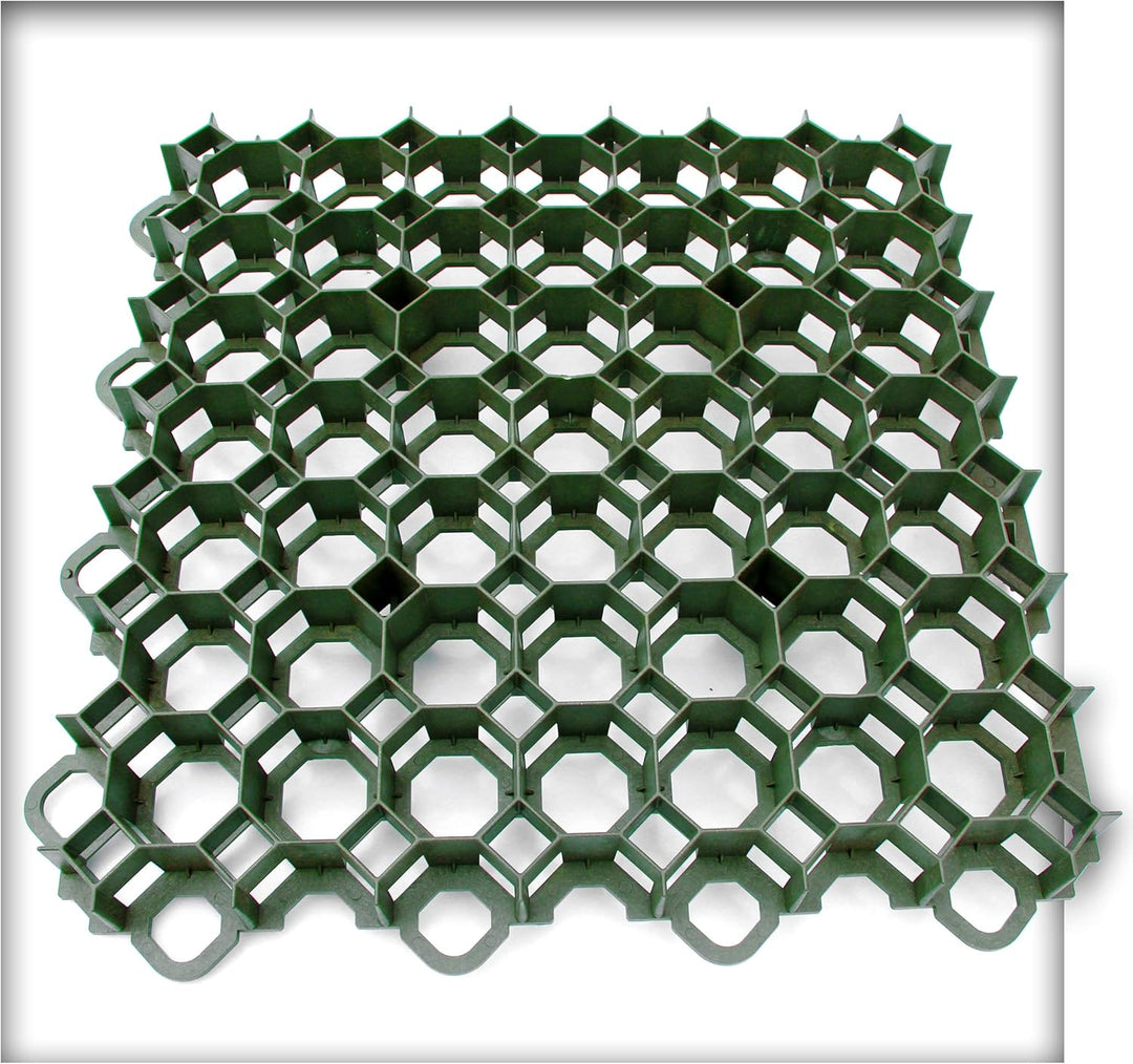 Kieskönig Rasengitter 49,2 x 49,2 x 3,7 cm Grün Rasengitterplatten Rasenwaben Rasenmatten mit Bodenk