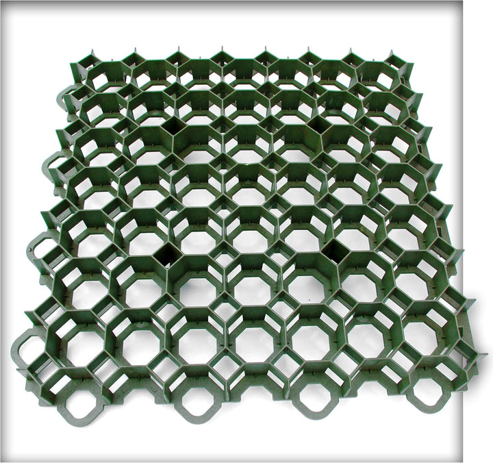 Kieskönig Rasengitter 49,2 x 49,2 x 3,7 cm Grün Rasengitterplatten Rasenwaben Rasenmatten mit Bodenk