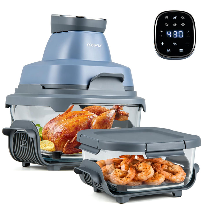 COSTWAY Air Fryer tragbar Glas Heissluftfritteuse 4 L/1,7 L, 6 in 1 Airfryer | Heissluftfrittieren &