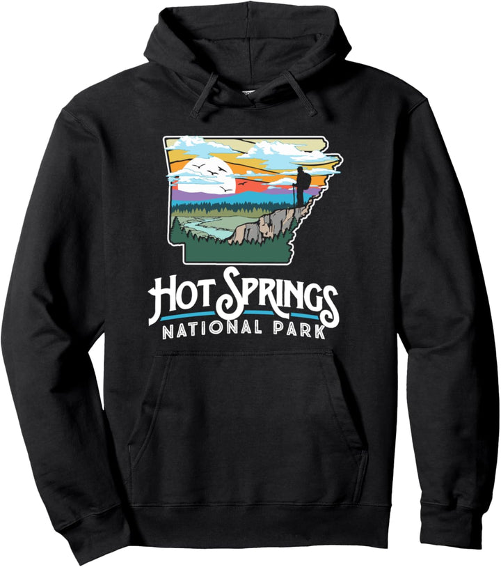 Hot Springs National Park Arkansas Nature Illustration Pullover Hoodie