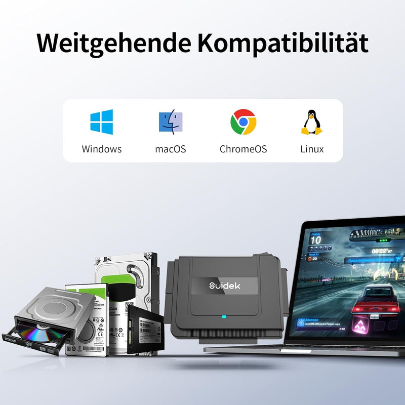 SUIDEK USB 3.0 zu SATA IDE Adapter, Externer IDE Festplatten Auslesen Adapter für universelle 2.5/35