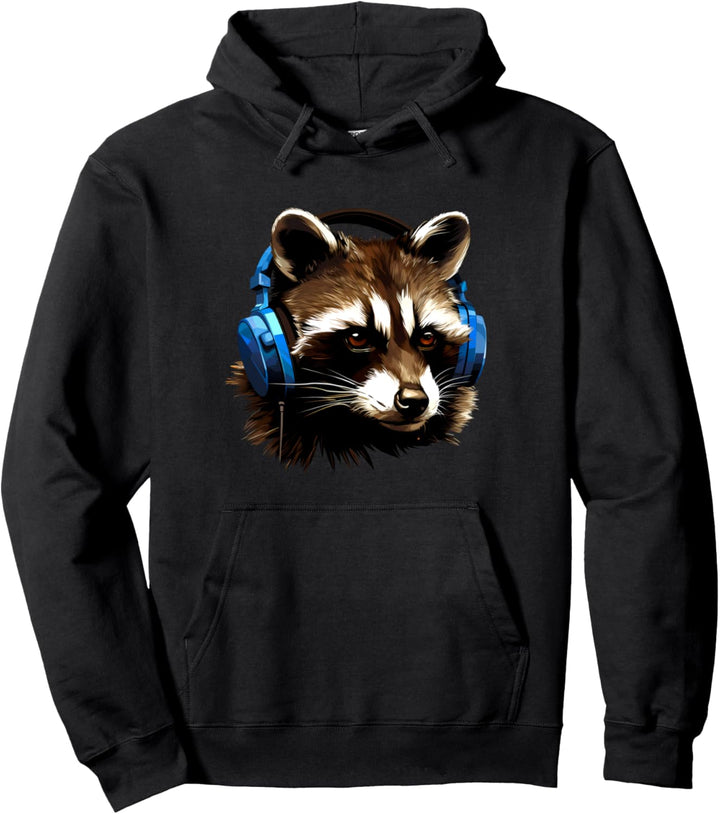 Racoon Kopfhörer Pullover Hoodie