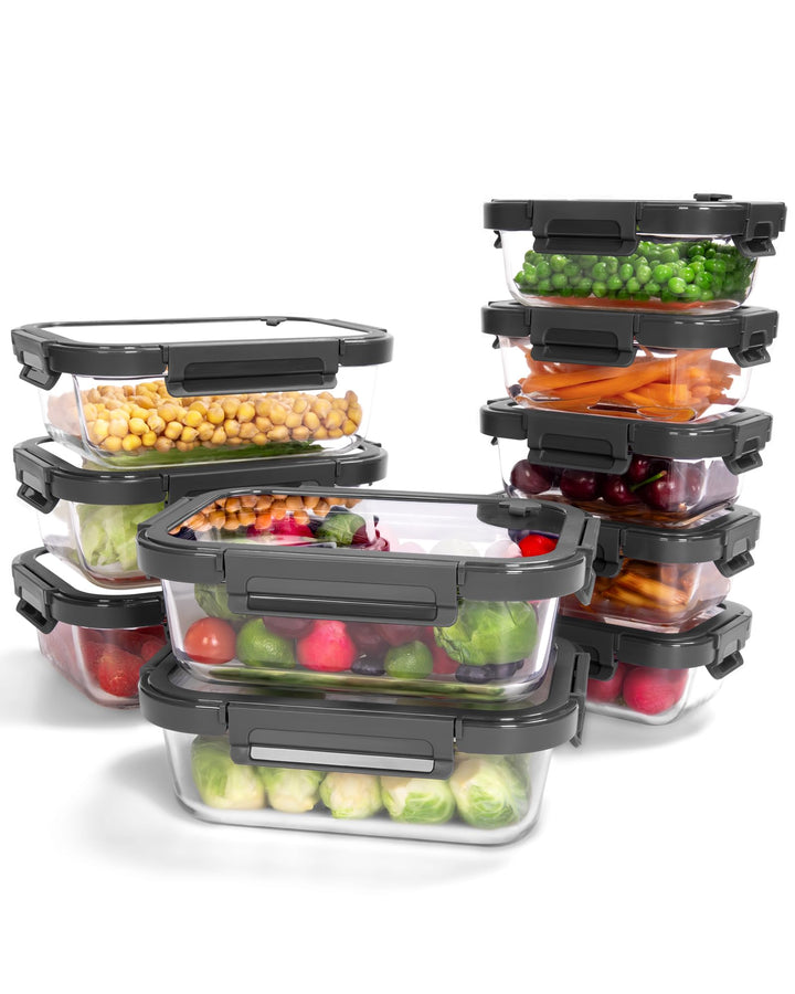 Glasbehälter mit Deckel, 10Stück – Luftdichte Frischhaltedosen für Meal Prep, Vorratsdosen für Küche